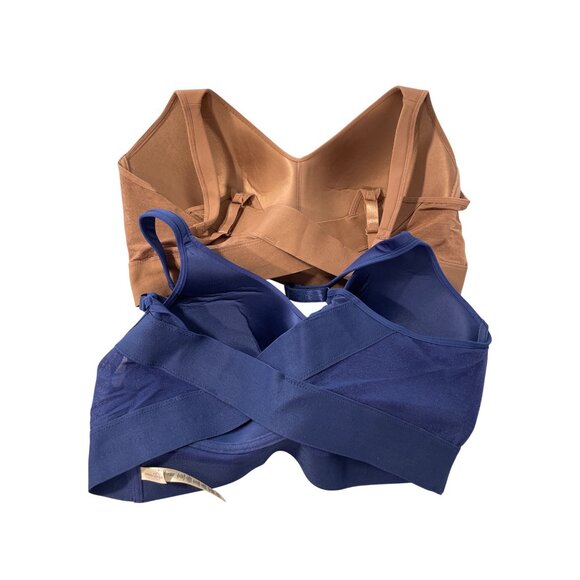 Rhonda Shear 2 Pack Molded Cup Bra with Wrap Back Size 1X Mahogany Navy 635.10 - Picture 3 of 9